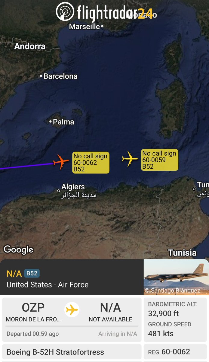 sipjack1776's tweet photo. B-52H 2x
Tracking east out of Morón 
#AE5897/60-0062
#AE5894/60-0059
@Borrowed7Time @Andyyyyrrrr @Saint1Mil @MRAIDANya @JasonZicker @HusseinSalmanQ https://t.co/gM1KsIgp6y
