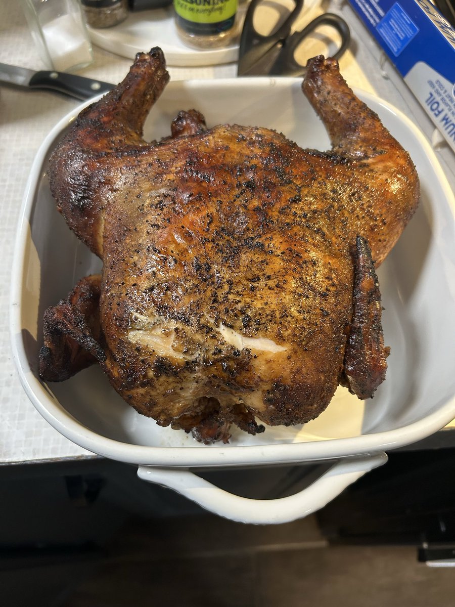 Smoked this chicken on my off set pit last
Night. Turned out incredible. Maybe perfect. I freaking love
Barbque!