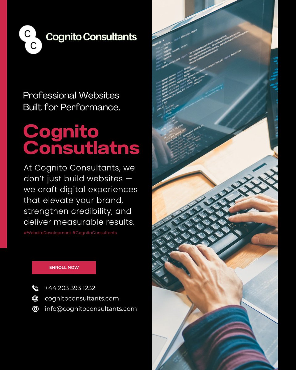 consultcognito's tweet image. Your website is your first impression. We build fast, modern, high-converting websites for healthcare, consultants, and corporate sectors. Start your website project with us.

#WebsiteDevelopment #CognitoConsultants #DigitalSolutions #WebDesign #CognitoConsulting #Cognito