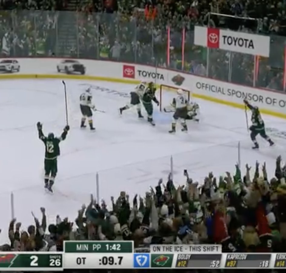 mnwild's tweet photo. 97 with 9.7 left...what are the odds https://t.co/7XaeDGi6vj