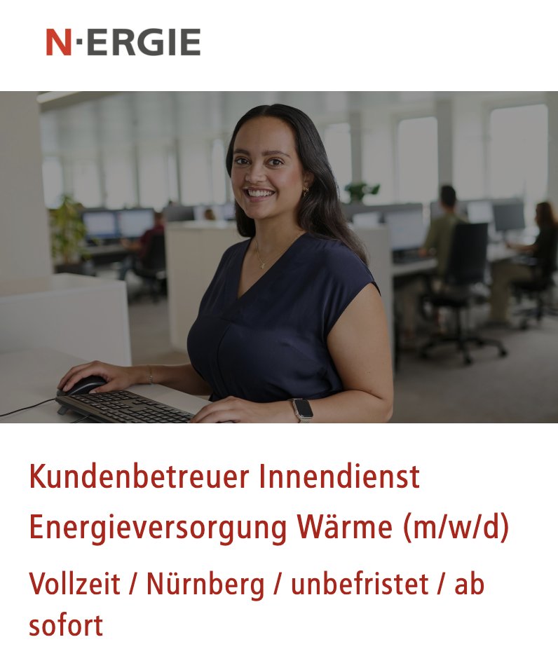 ContentSourceGL's tweet image. N-Ergie sucht: Kundenbetreuer Innendienst Energieversorgung Wärme (m/w/d) 

express.candarine.com/campaign/url/f…