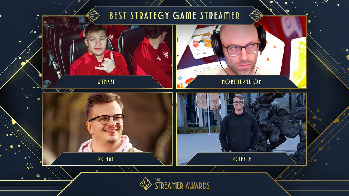 StreamerAwards's tweet image. Announcing your nominees for Best Strategy Game Streamer!

@jynxzi 
@Northernlion 
@pChalTV 
@RoffleHS 

Make sure to VOTE over at thestreamerawards.com ⭐️
#StreamerAwards