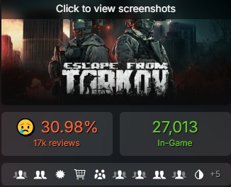 BredyThe's tweet photo. Oh my God! No one sees this coming guys, its already done? :D @bstategames You suck guys, 71% of the review is negative, and we just warming up folks! Stay tuned, massive refund wave incoming! #EscapefromTarkov https://t.co/yOi4H7qZGO
