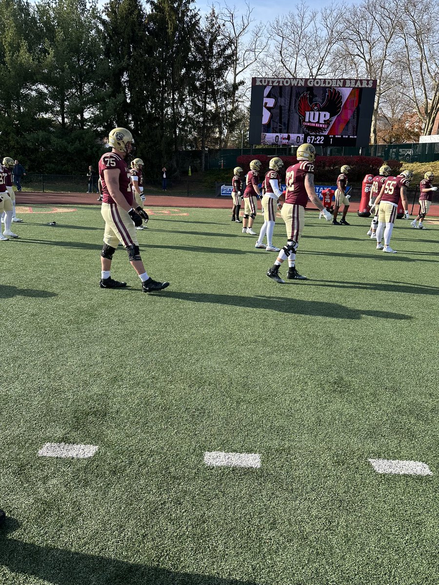 tripleoji's tweet photo. Had a great time yesterday at @KUBearsFootball for a game day visit! The atmosphere was great and I enjoyed watching two great teams play in the PSAC Championship! Thank you for the hospitality @KUHC_Clements @CoachTaylor_OL @BologaNEFB @coachpoulson @AFL_YorkPA @thefactorybma @RussellStoner24