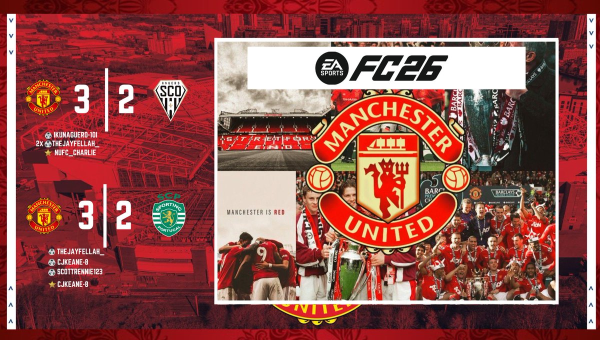 🌟- MAN UTD
▪︎ Results Tonight🏆 <a href="/TheVFL_/">VFL</a>

🏆I  SUPER LEAGUE
✅️I 3:2 🆚️ ANGERS
⚽️ <a href="/IKunAguero10I/">IKunAguero-10I ⭐🎮 🇸🇮 🇧🇦</a>
⚽️ <a href="/infern0_1/">TheJayFellah_</a>
⚽️ <a href="/Dobadinhio1/">Dobadinhio ⭐️⭐️</a>
🎯 <a href="/Keano2102/">craig keane</a>
⭐️I MOTM <a href="/NUFC_CHARLIE_/">Charlie Wilkinson</a>

✅️I 3:2 🆚️ SPORTING
⚽️ <a href="/infern0_1/">TheJayFellah_</a>
⚽️ <a href="/Keano2102/">craig keane</a>
⚽️ Scottrennie123
🎯 2x <a href="/Keano2102/">craig keane</a>
⭐️I MOTM  <a href="/Keano2102/">craig keane</a>