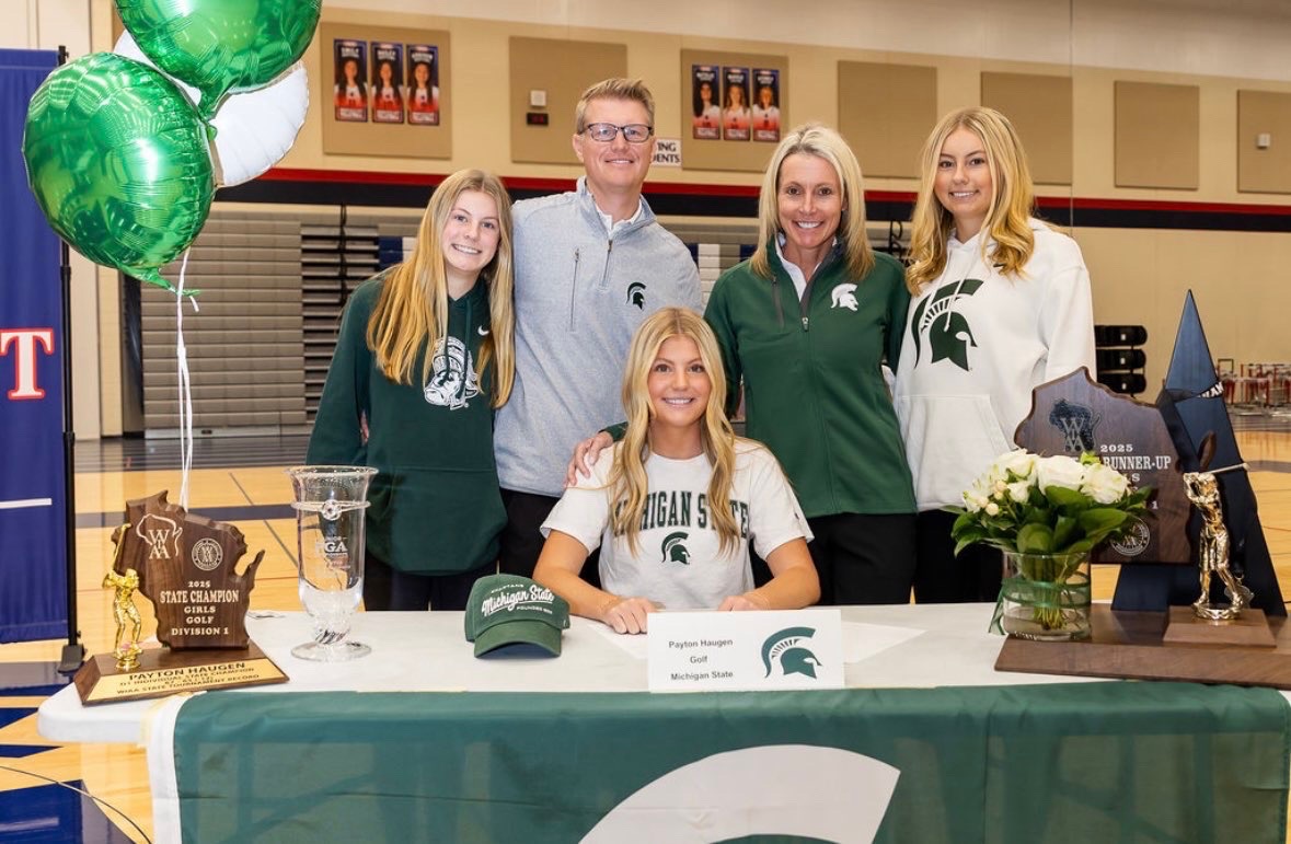 Congratulations to <a href="/PaytonHaugen/">Payton Haugen</a> on signing her NLI to golf at <a href="/MSU_Athletics/">Michigan State Athletics</a>. What a great accomplishment for our seniors captain. She is gonna go on and do great things at MSU. #ThankYou #GoSpartans