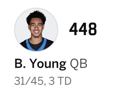 Bryce Young today vs the ASSlanta Falcons