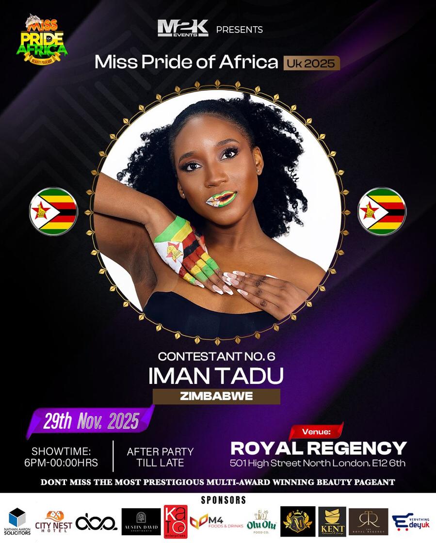 missprideAfrica's tweet photo. Get your tickets NOW and be part of the glamour!
#MissPrideOfAfrica #UK2025 #Zimbabwe #BeautyPageant #ImanTadu #RoyalRegency #AfricanPride https://t.co/5gk1i7kqqn