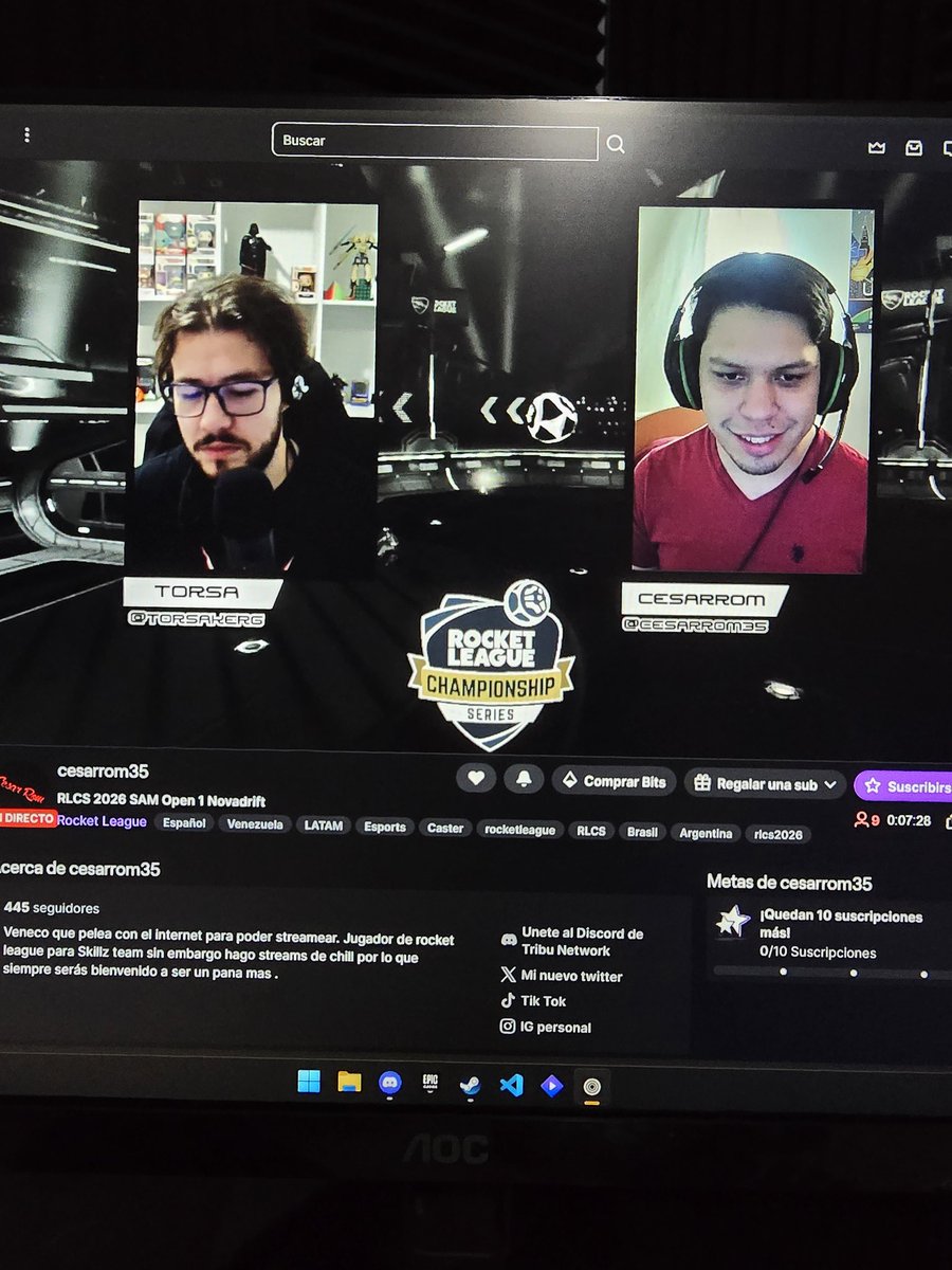 Aqui andamos casteando para NovaDrift un equipo de la RLCS SAM, con <a href="/cesarrom35/">Cesarrom35</a> 

Twitch: twitch.tv/cesarrom35