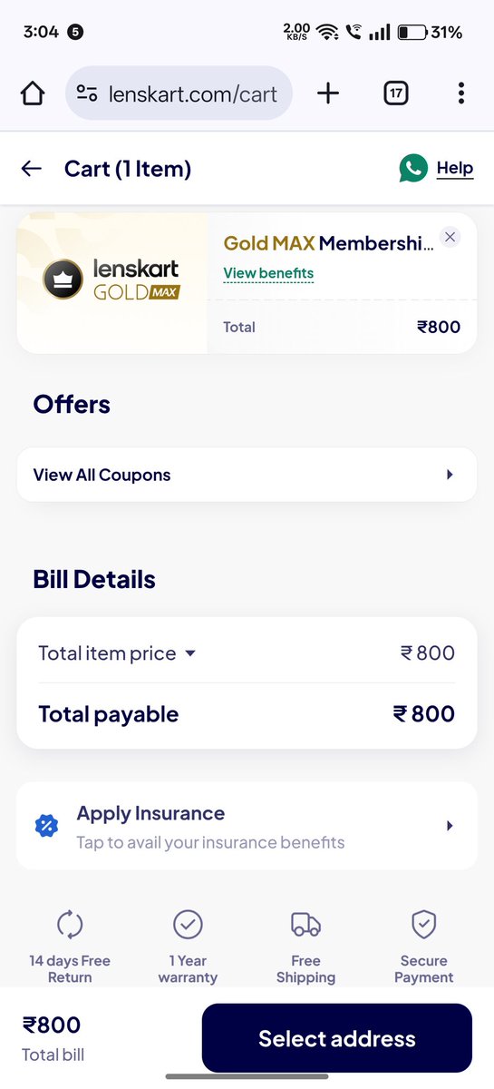 HarshSh129's tweet photo. If Anyone wants a Lenskart Gold max membership at free of cost. Then you can comment for getting coupon code. https://t.co/vtwB0uCqAF