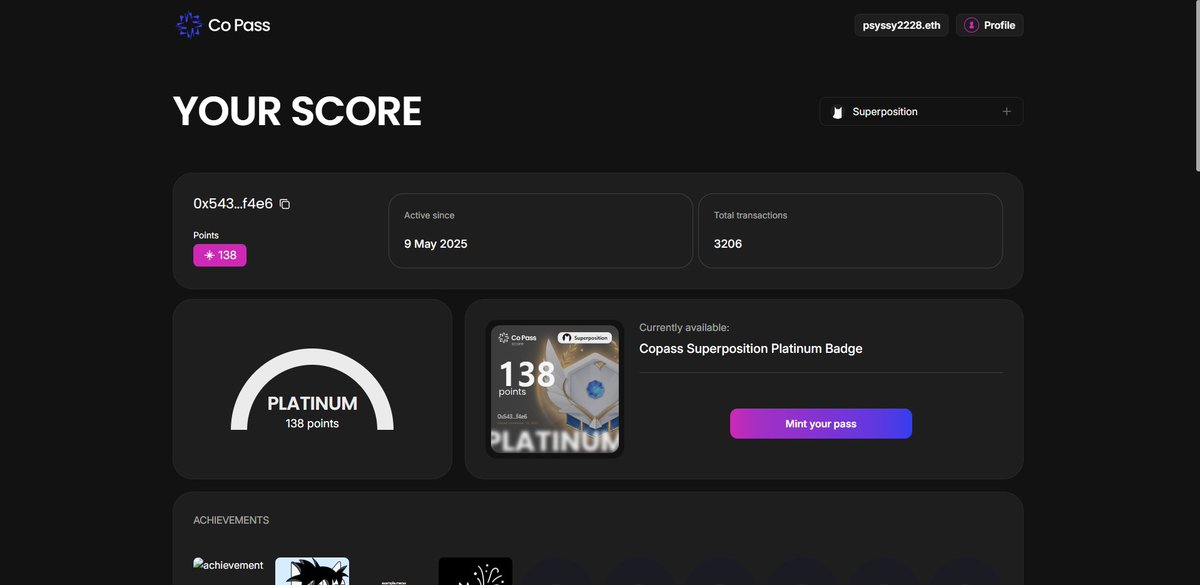 If you've worked on it for a while, it's fun to do CoLabs

You can check the score on CoPass

If the score is small, you can work harder.

I'm working on the superposition airdrop

I swapped with Camelot

Donate from purr

9Lives Has Been Steady On The Bet

<a href="/Superpositionso/">Superposition - (🖤,🤍)</a>