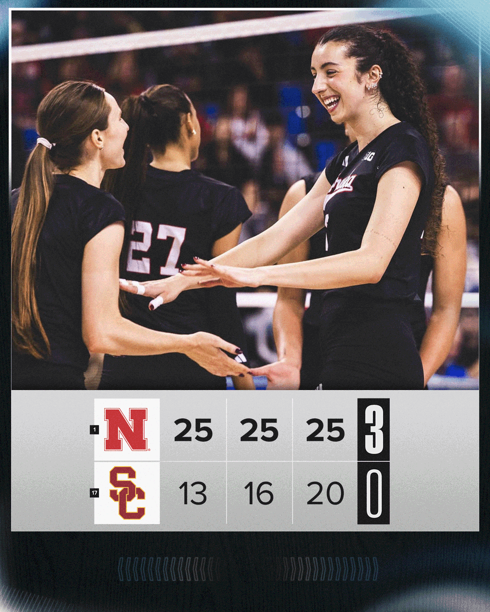 HUSKERS HAVIN' FUN IN LA 🧹

No. 1 <a href="/HuskerVB/">Nebraska Volleyball</a> defeats No. 17 USC in three sets!

#NCAAWVB