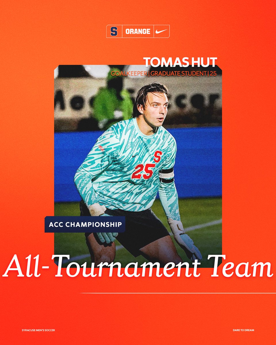 CuseMSOC's tweet image. ACC Championship All-Tournament Team⭐️

Tim Brdaric | Defender | Graduate Student | 4

Tomas Hut | Goalkeeper | Graduate Student | 25

Congrats Tim and Tomas!🎉

#DareToDream