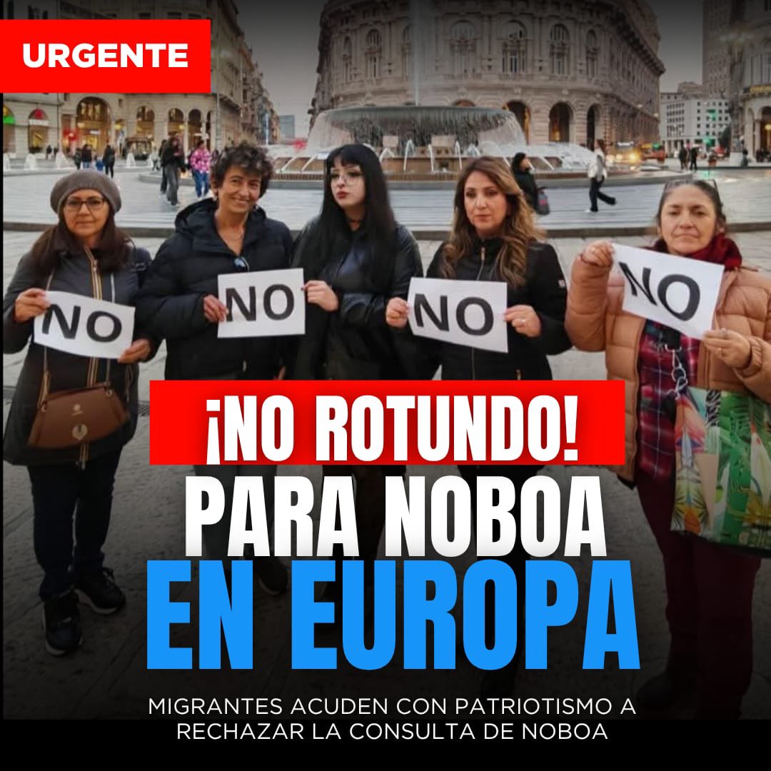 RC5Europa's tweet image. ‼️Un NO ROTUNDO le decimos desde Europa a Daniel Noboa.

Desde el exterior, con memoria histórica, las y los ecuatorianos en:

- Murcia 🇪🇸
- Valencia 🇪🇸
- Barcelona 🇪🇸
- Génova 🇮🇹
- Suiza 🇨🇭
- Suecia 🇸🇪
- Holanda 🇳🇱
- Bélgica 🇧🇪
- Francia 🇫🇷 
- Alemania 🇩🇪 
@MashiRafael