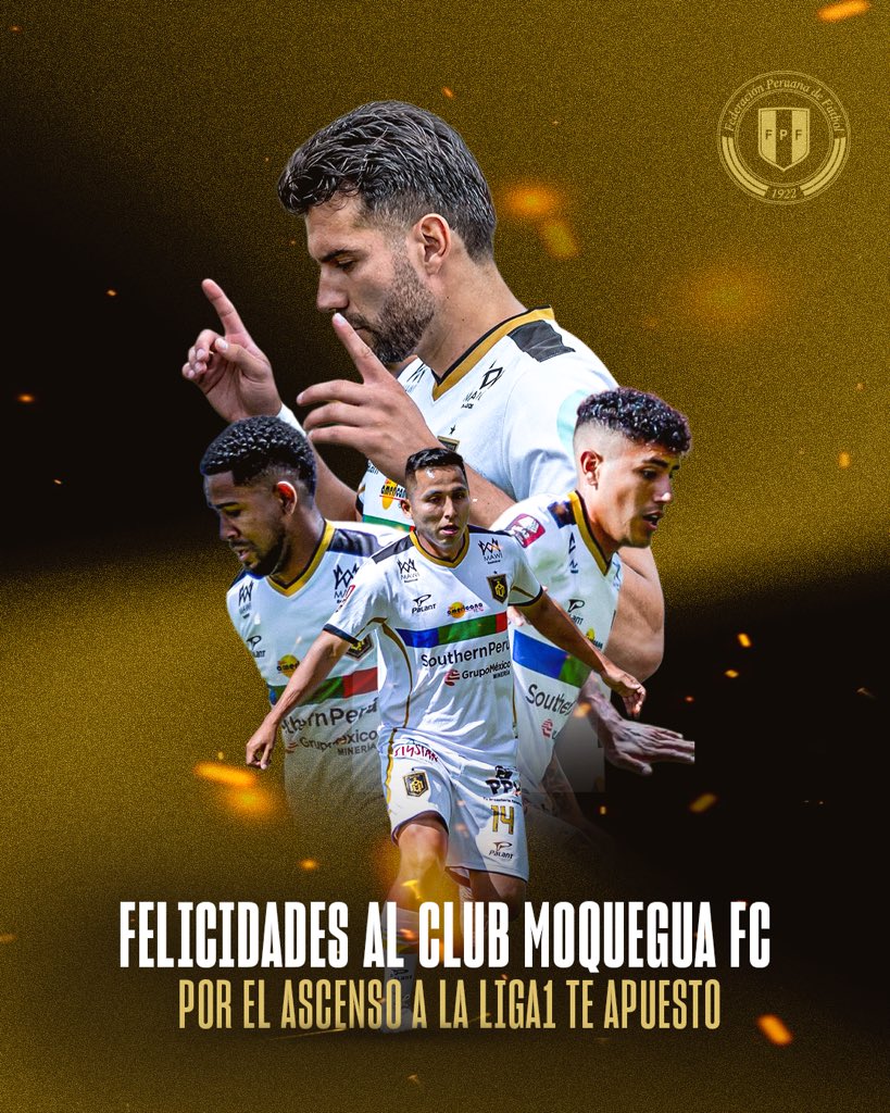 Felicidades, Club Moquegua, por su ascenso a la <a href="/Liga1TeApuesto/">Liga1 Te Apuesto</a> . Un logro que refleja su trabajo, disciplina y proyección deportiva. 👏
