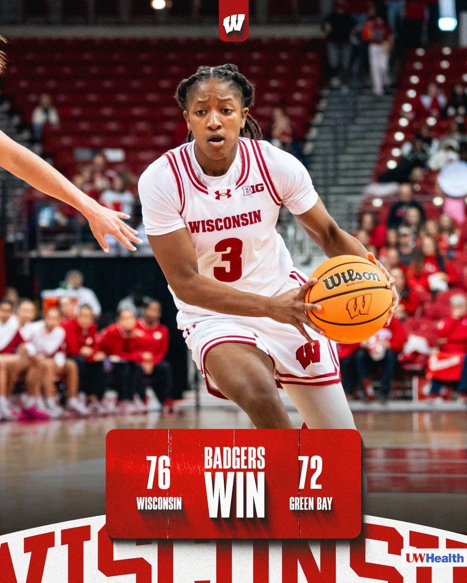 BadgerWBB's tweet image. STATE-ment win! 

The Badgers first win over Green Bay since 2016! 

#OnWisconsin | @UWHealth