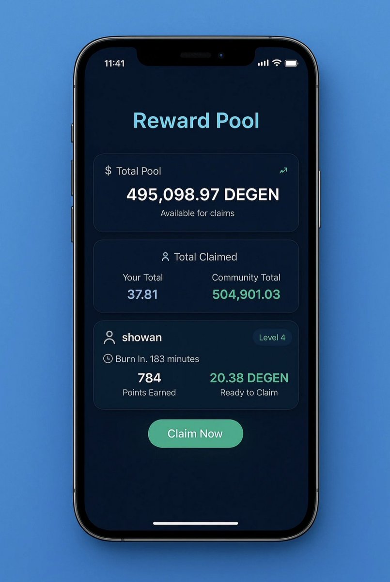 basedkarmafc's tweet image. Based Karma Reward Pool

The scale of this cycle speaks for itself.
Our reward program launched with a full 1000,000, $DEGEN pool

 a milestone that sets the tone for everything we’re building.

Today
Available: 495,098 $DEGEN
Claimed by the community: 504,901 $DEGEN

Beyond the…