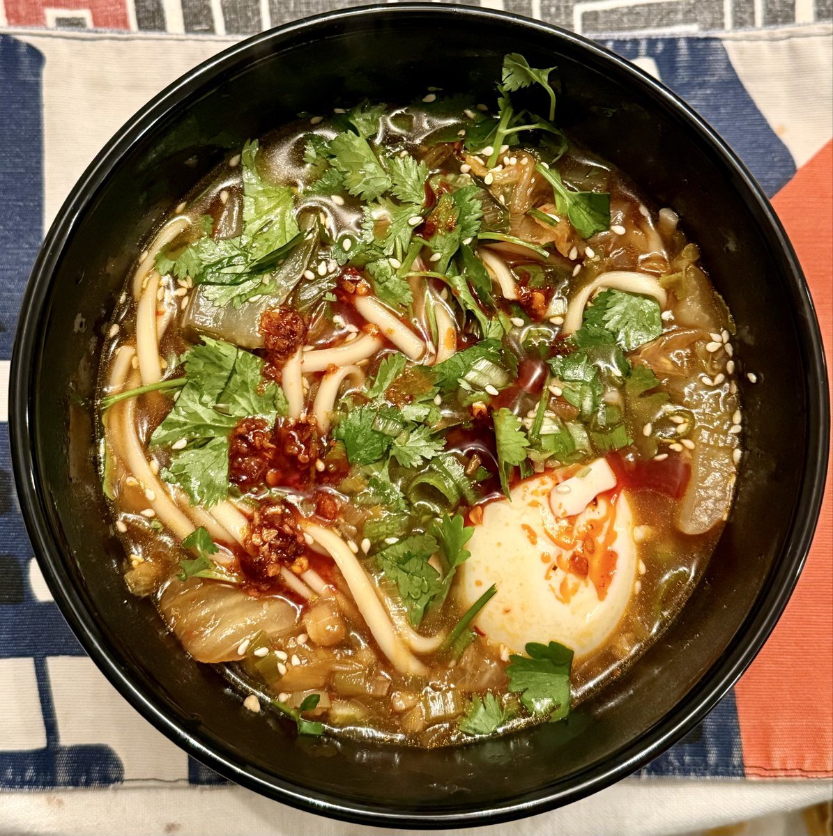 Kimchi noodle soup with wilted greens 🥬 🍲 

Not #pathx or #PathTwitter 

<a href="/MGBpathology/">Mass General Brigham Pathology</a>