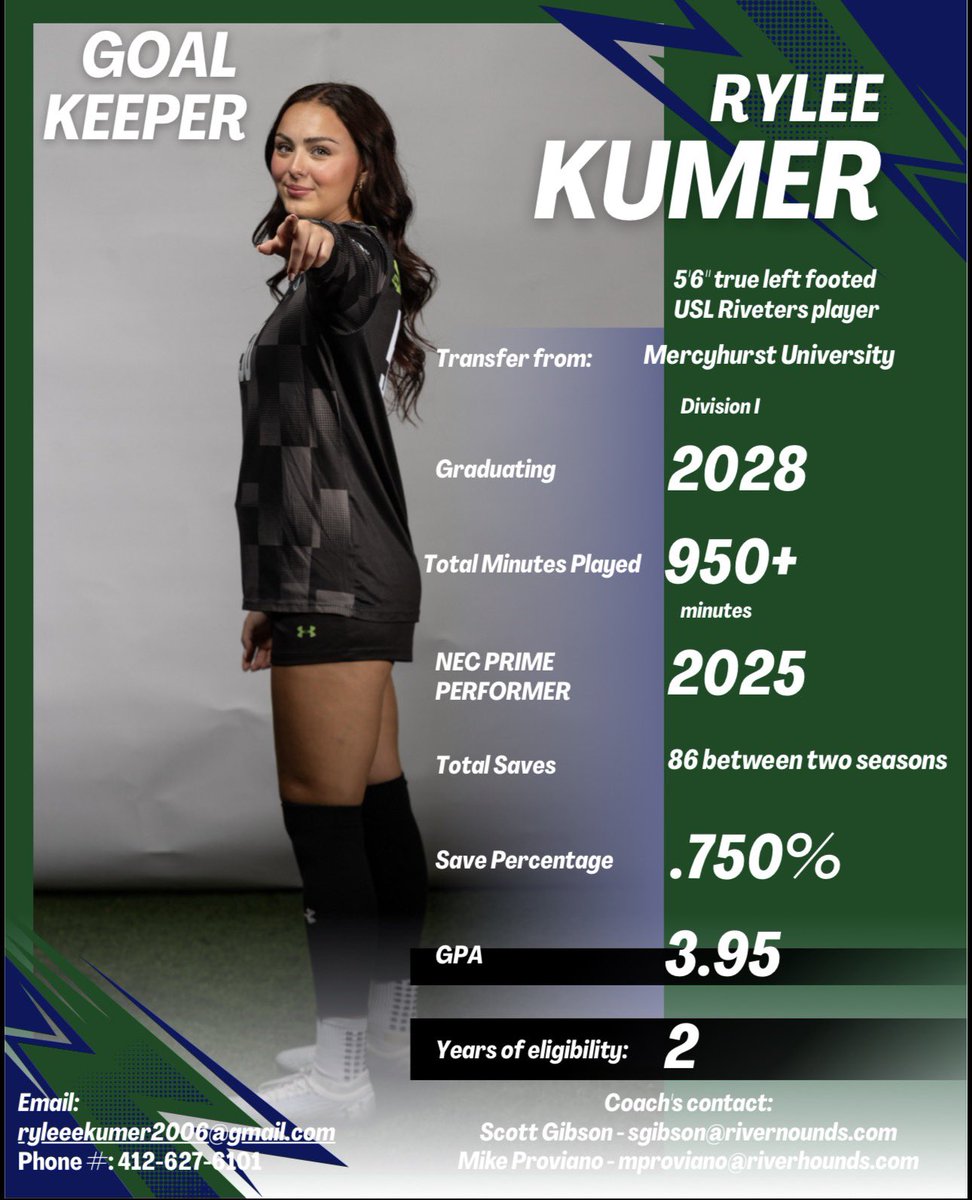 RyleeKumer's tweet image. After careful consideration, I am excited to announce I will be entering the Transfer Portal November 17th! I am blessed for the opportunities I received at Mercyhurst, but I’m excited to start this new chapter of my collegiate career!  

@ImCollegeSoccer 
@ImYouthSoccer