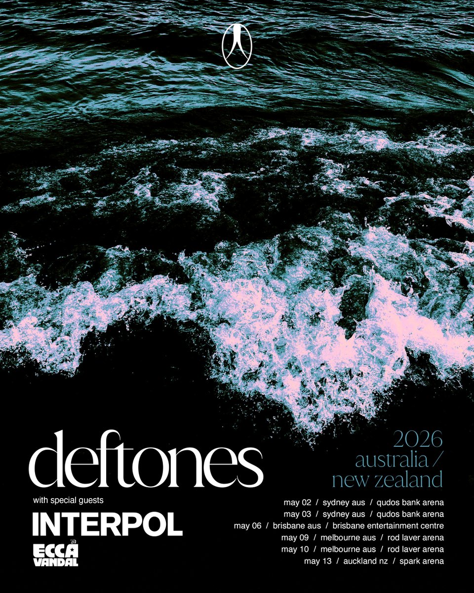 .@Deftones Australia | New Zealand 2026 ຊ
with special guests <a href="/Interpol/">Interpol</a> &amp; @EccaVandal 

Sign up at deftones.com for first access to pre-sale starting Tuesday, 18 Nov, at 1pm local. General on sale is Friday, 21 Nov, at 2pm local.