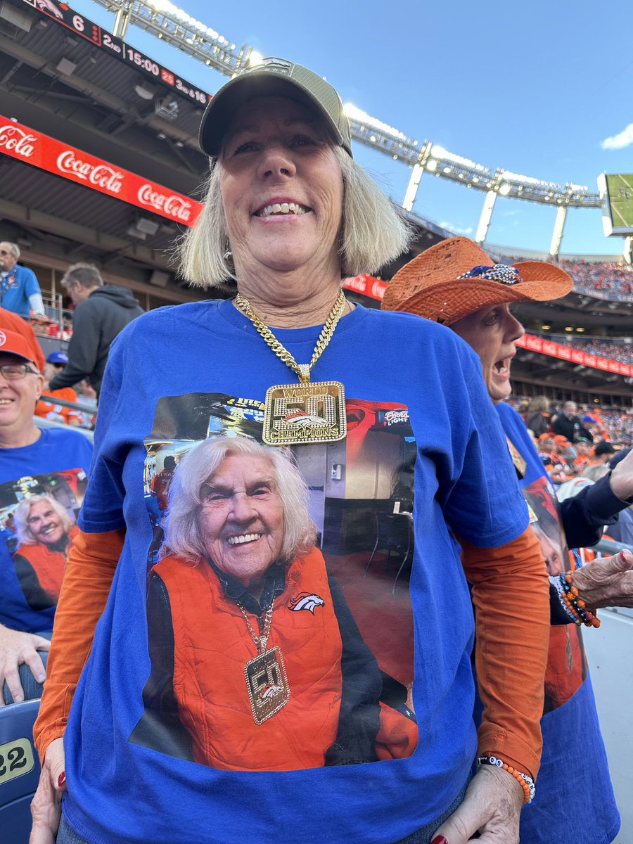 blueskymeadow's tweet photo. #BroncosCountry
We are all here for Barb. 
Age 94. Season ticket holder since the beginning. 
Attended a Bronco win before passing peacefully. https://t.co/mEDP8GsFyH