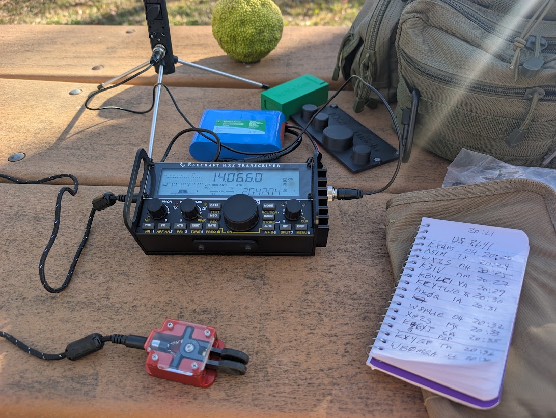 josefius's tweet image. Drove to Perry Oklahoma to activate US-8641 Cherokee Strip Historic Site. Using the Elecraft KX2 paired with the Elecraft AX3. I made 15 QSOs one right after the other, super short and fun. #AmatuerRadio #CW #MorseCode #QRP #5watts