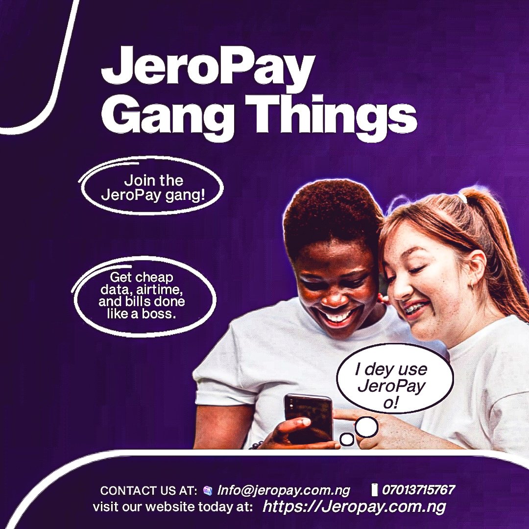 JeroPaySub's tweet image. JeroPay Gang Things 💜
Cheap data, airtime &amp;amp; bills without stress — join the gang and stay connected like a boss 😎📱

Join the community 👉 chat.whatsapp.com/HUe31mLzg0297r…

#JeroPay #DataPlug #AirtimeVendor #NaijaTech #StayConnected