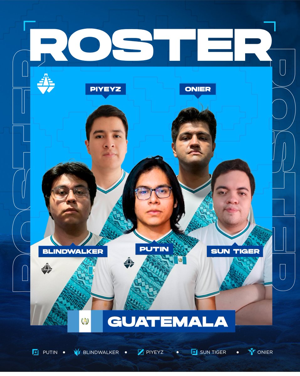 copanaciones's tweet image. ROSTER CONFIRMADO GUATEMALA 🇬🇹

🇬🇹 TOP  @Putiltlol 
🇬🇹 JG  @BlindWalker_ 
🇬🇹 MID  @piyeyy_ 
🇬🇹 ADC  @SunTigerLoL 
🇬🇹 SUPP  @OnierH 

STAFF

🇬🇹 COACH  ZBenja

SUPLENTES

🇬🇹 TOP  @Luluchh_ 
🇬🇹 ADC  @NightGTM
