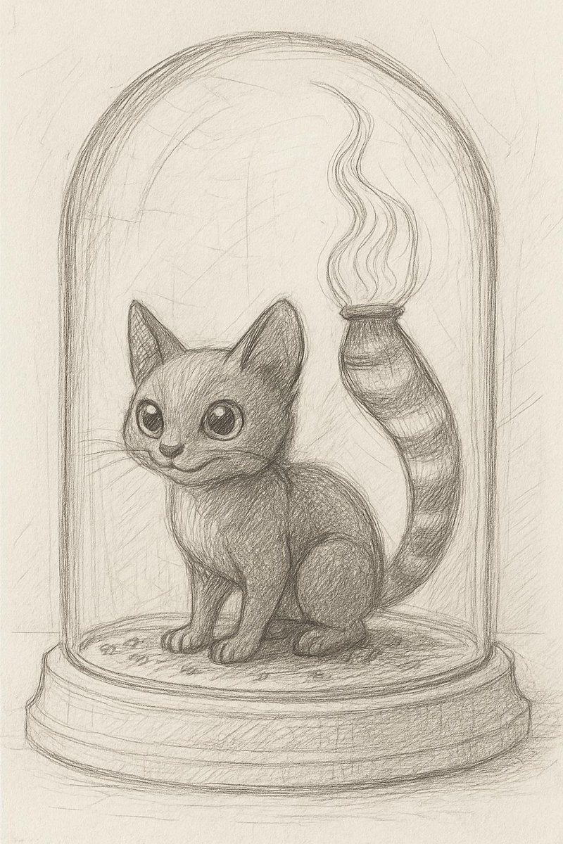 PocketBestiary's tweet photo. 本日の幻獣：尾灯リングテイル
明るいランプのようなしっぽを持ち、大きな目でいたずらっぽく笑っている動物。
好きな食べ物は何が合いそうで��か？（りんご／にんじん／はっぱ など）
いいねを押していただけるとうれしいです。 https://t.co/PdG2tjANtS