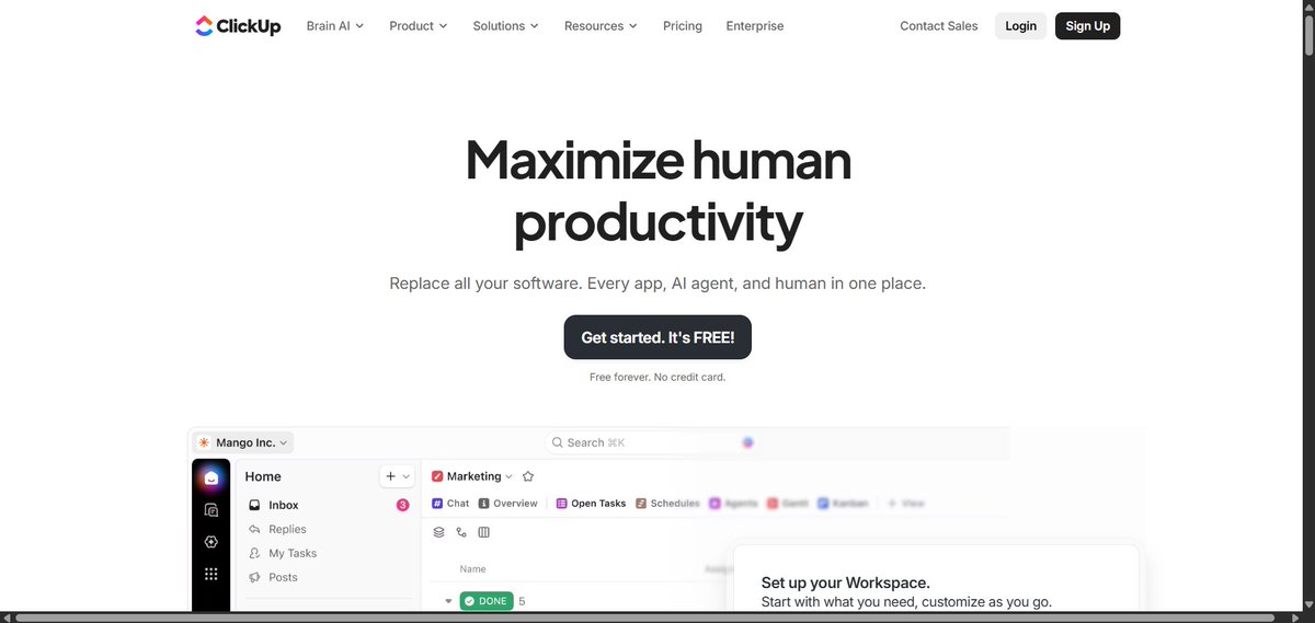 AIToolsClubb's tweet image. 2️⃣ @clickup: The all-in-one productivity hub

ClickUp&apos;s mission is to be the one app to replace them all, consolidating tasks, documents, goals, and team communication into a single, unified platform.

try.web.clickup.com/kkta3850foeq