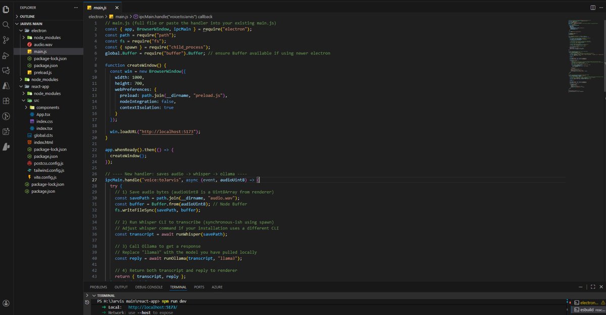 CoderShaswat's tweet image. Jarvis AI Assistant is in development! 🚧🦾
Currently building the core features (React + Ionic + Tailwind CSS)—voice UI and transcript working so far. Next step: smarter AI + 3D animations.

#AI #WebDev #Startup #Innovation #WorkInProgress #Developer #Coding #Tech #ReactJS