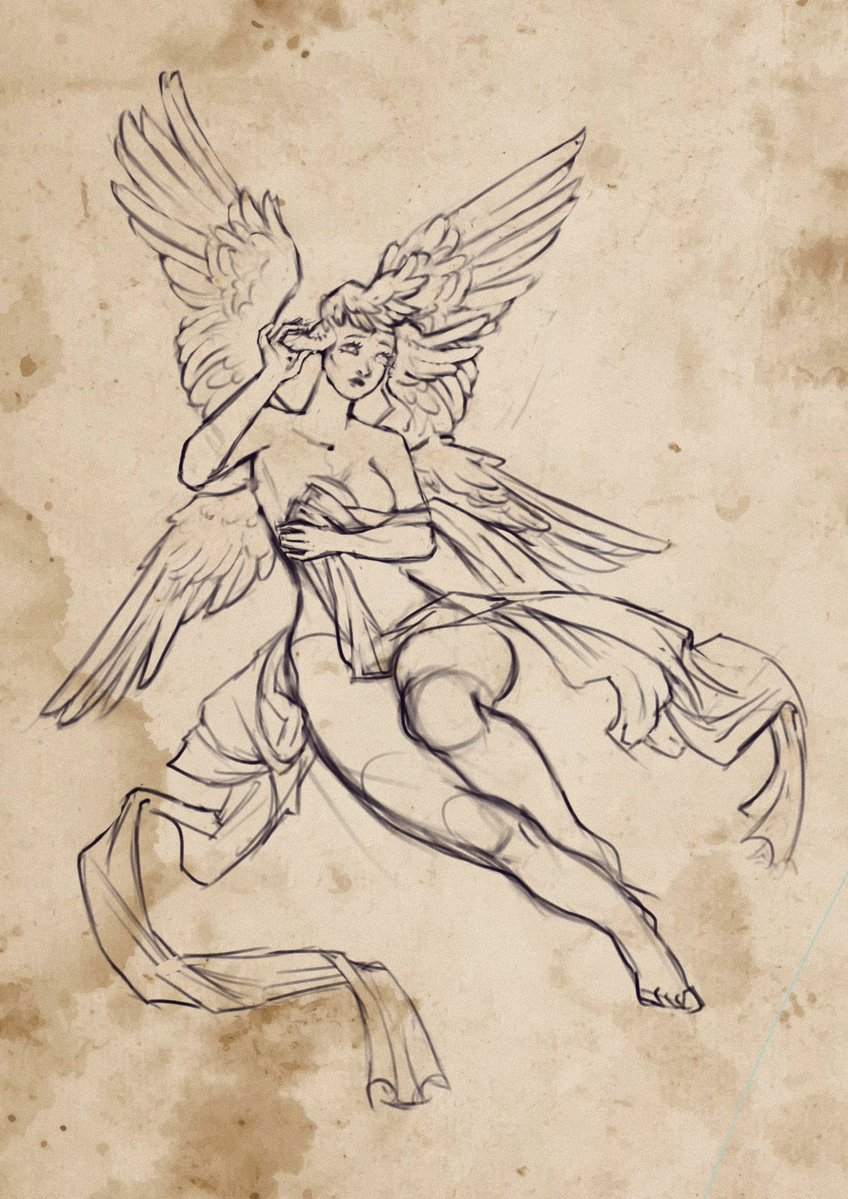 atominkk's tweet image. Today i hadn’t much time so I only could sketch the lines of my next girlie (｡&amp;gt;﹏&amp;lt;)
Maybe I would add colour tonight????)