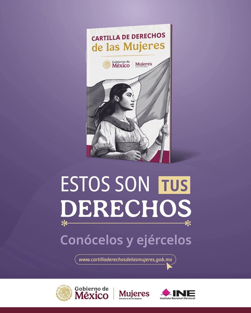 ✨ Ya puedes descargar la Cartilla de Derechos de las Mujeres 💜📖
Informarte es empoderarte: conocer tus derechos es el primer paso para ejercerlos. 💪🙋‍♀️

📲 Descárgala aquí: cartilladerechosdelasmujeres.gob.mx