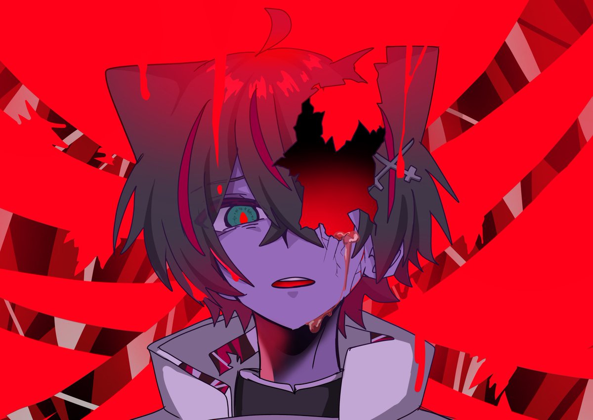 kongen0408's tweet photo. ⚠️曲パロ　『マシュマロ』🥽さん
本家みたいに髪の毛がば〜ってできないので
呪いのテープで代用しました
#メメリ絵 https://t.co/3CZETrHYOs