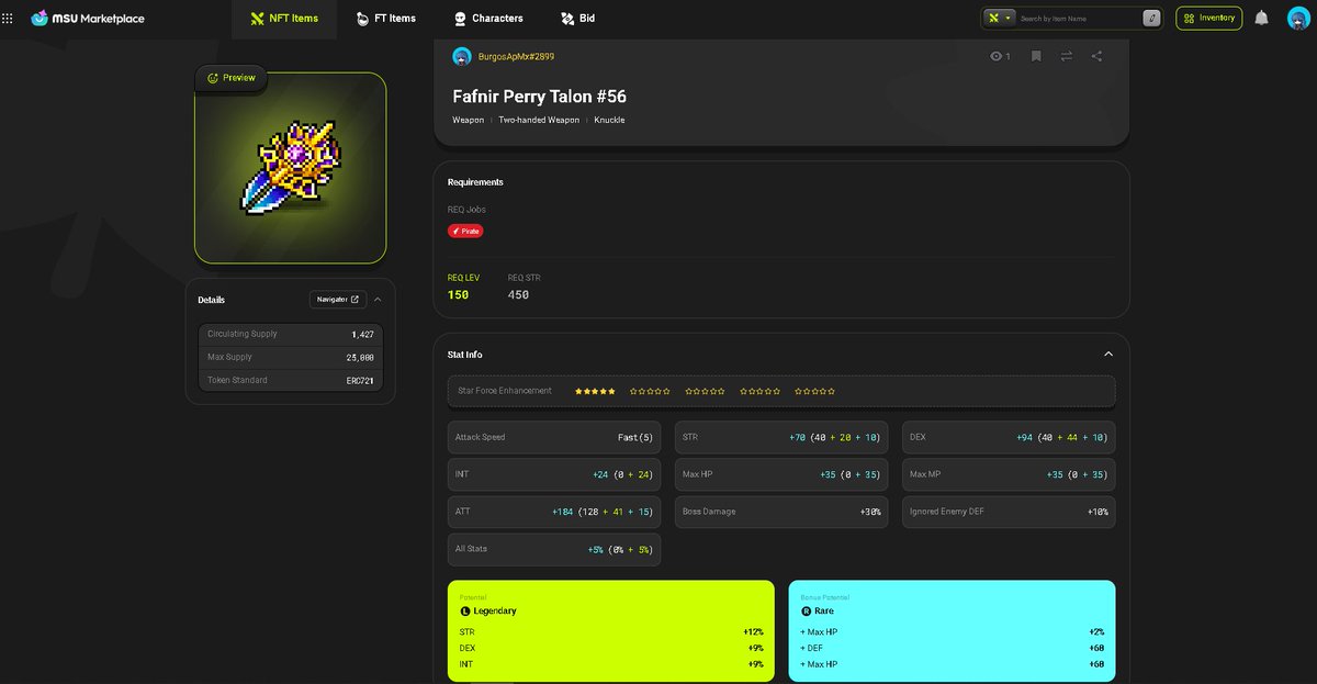 🎖️ LEGENDARY FAFNIR WEAPON 🎖️

Finally, after 4 months, I managed to upgrade my first Fafnir weapon to legendary of <a href="/MaplestoryU/">MapleStory Universe</a> 

What will be the next goal?

Absolab Gloves 👀