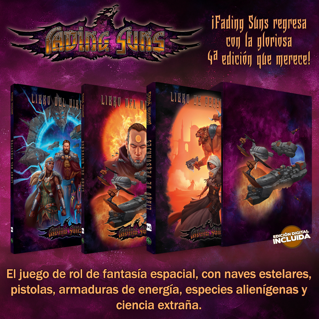 Nosolorol's tweet image. #FadingSuns es un #juegoderol de fantasía espacial, con naves estelares, pistolas, armaduras de energía, especies alienígenas y ciencia extraña. 

🎲nosolorol.com/es/fading-suns…