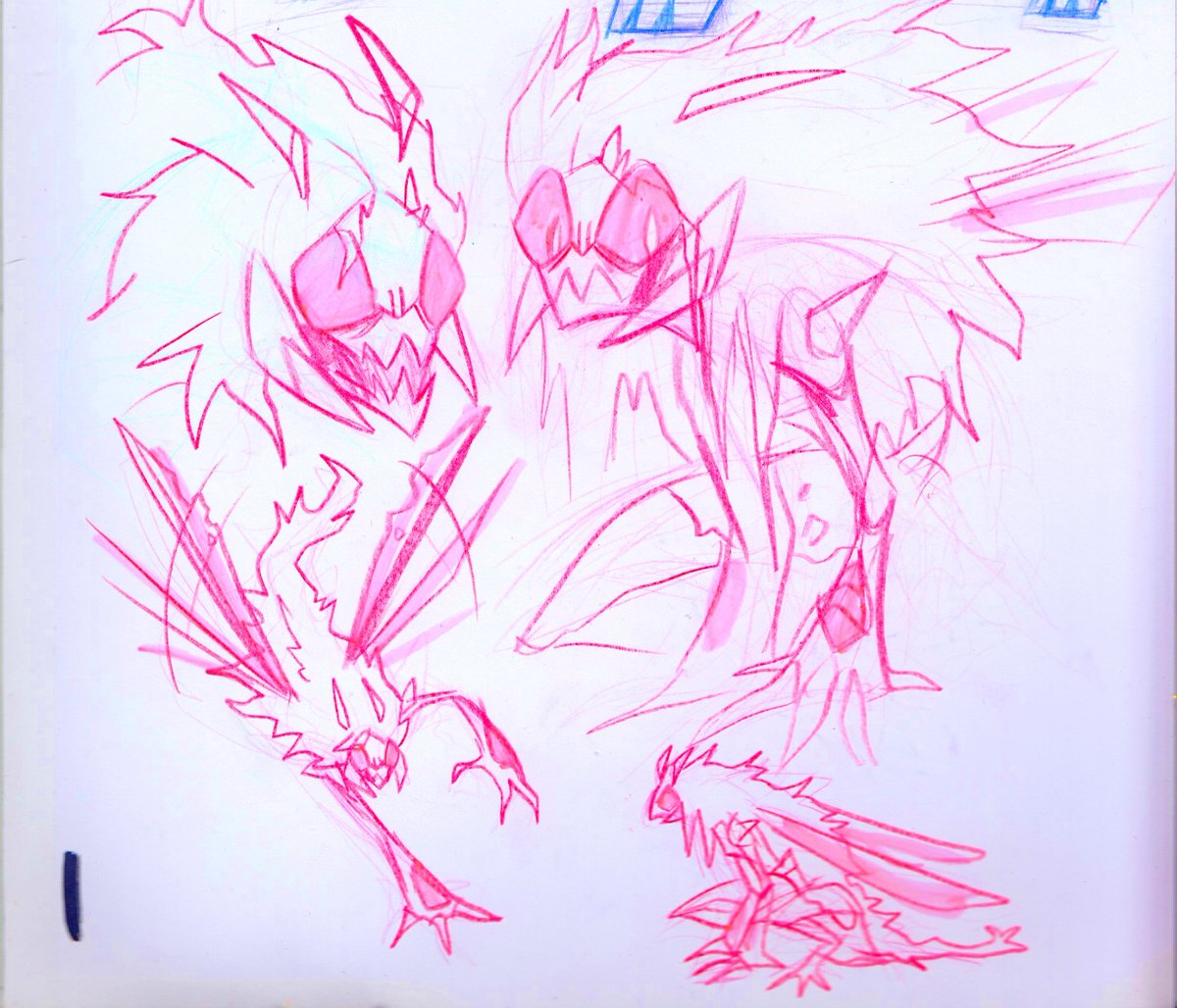 Finally posting my Bumble Prime stuff 💛
I LOVED the script description of Predacon Sari to bits, media needs more genuinely scary girl designs &lt;3
I sent these to Keyan for fun and am happy I got to contribute to her final design :3 My take was very zombie/werewolf inspired