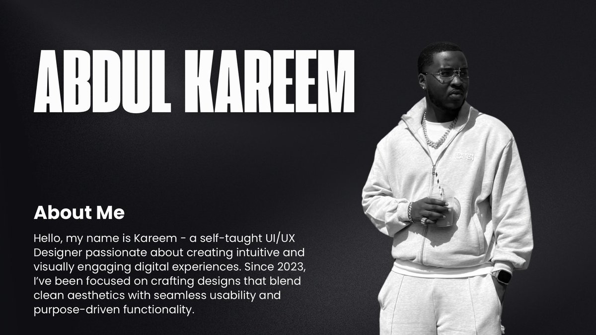 kareemuix's tweet image. My 2025 Creative Portfolio 👨🏾‍💻

A glimpse into my 2025 design portfolio, blending clean aesthetics with user-centred design. Every detail has a purpose. 

🟢Available for new projects

Read more in thread 👇🏾

#uidesign #uxdesign #PortfolioDesign
#designshowcase