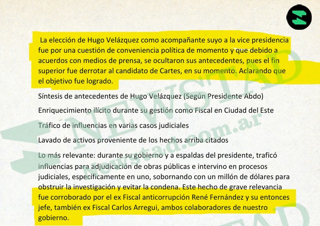 Rocio_La_Negra's tweet photo. Lo tremendamente REVELADOR del informe de Marc Otsfield al Departamento de estado es Ocultamiento de antecedentes de su dupla ACORDADO CON LA PRENSA en campaña proselitista con el fin de derrotar a nuestro candidato @SantiPenap , ya no es una suposición sino una realidad, engañaron a la ciudadanía con ayuda de la prensa para poner a @MaritoAbdo en el sillón de los López. Y señala "el objetivo fue logrado".