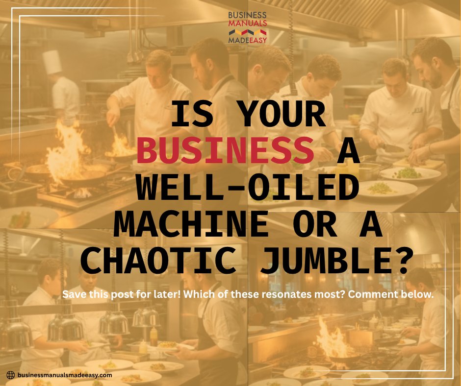 BusinessManuals's tweet image. Is Your Business a Well-Oiled Machine or a Chaotic Jumble?
 
Read the full post on our blog to learn the 5 Reasons You Need a Documented Operations Manual
 
🔗 bit.ly/4o18x3U
 
#OperationsManual #BusinessProcesses #SmallBusinessTips #Efficiency