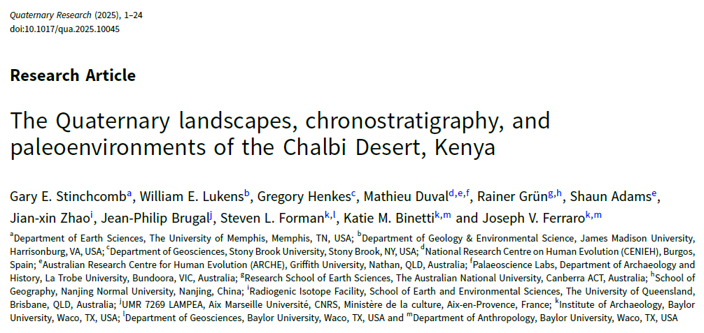 Pleased to share our last work in Quaternary Research on the Chalbi Desert (Kenya) and the archaeo-paleontological locality of Farre: bit.ly/4r174Ny. <a href="/CENIEH/">CENIEH</a> <a href="/latrobe/">La Trobe University</a> <a href="/ARCHE_Griffith/">Australian Research Centre for Human Evolution</a>