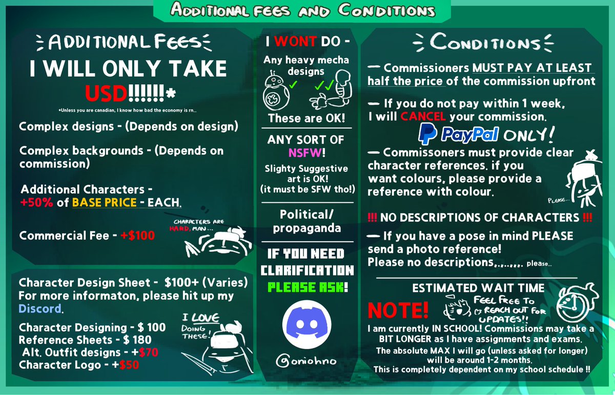 I made a comm sheet…! Thank you in advance  for your consideration🙏