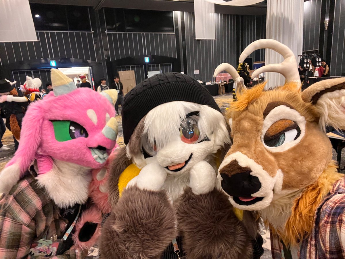atty_boy's tweet photo. So many cute fursuits at @FURSTCLASS_KR in Busan this weekend! Was so cool to see furry events on the other side of the world 🥰 sorry I didn't grab @/s for everyone! https://t.co/KsosfPCDlQ