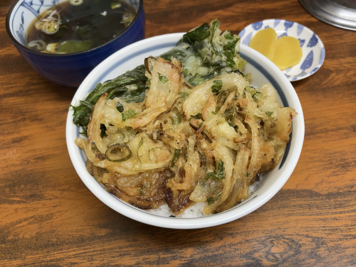 udon01410141's tweet image. 川崎市幸区・大年、かき揚げ春菊天丼。後半は天茶にするのがうま式