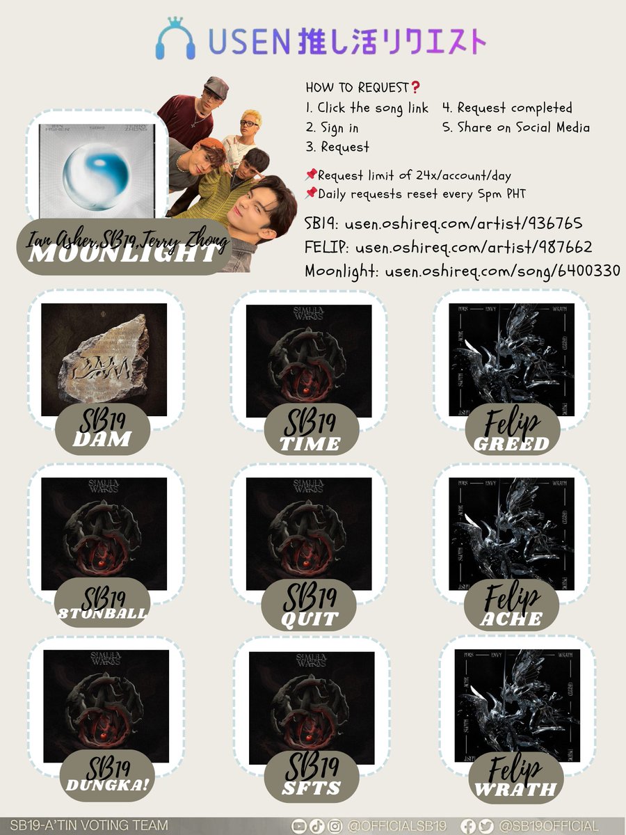 ✨✨✨USEN DAILY REQUEST✨✨✨

⏰Request Reminder:
Don't forget to request on USEN everyday. If the selection process of MAJ is the same as last year, we'll need to aim to rank within the Top50 of the most requested artists. Let's do this! 💪🔥

HOW TO REQUEST❓
1. Click the