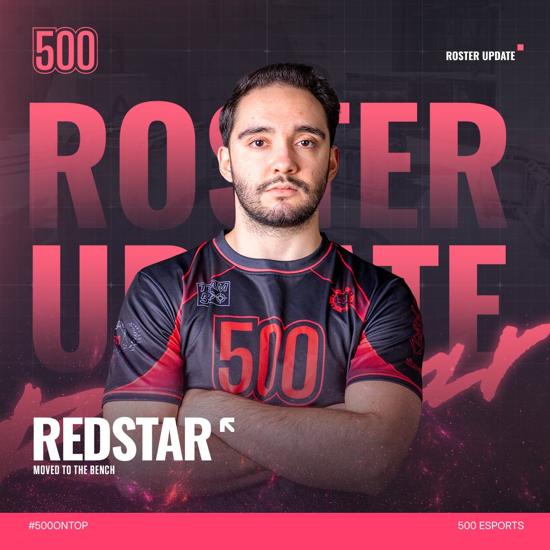 500esports's tweet image. It&apos;s with a heavy heart that we announce from today @REDS7AR will be moved to the bench

We&apos;d like to thank him for all of his hard work and dedication over the past 6 months to the project

More info on his replacement will be posted soon