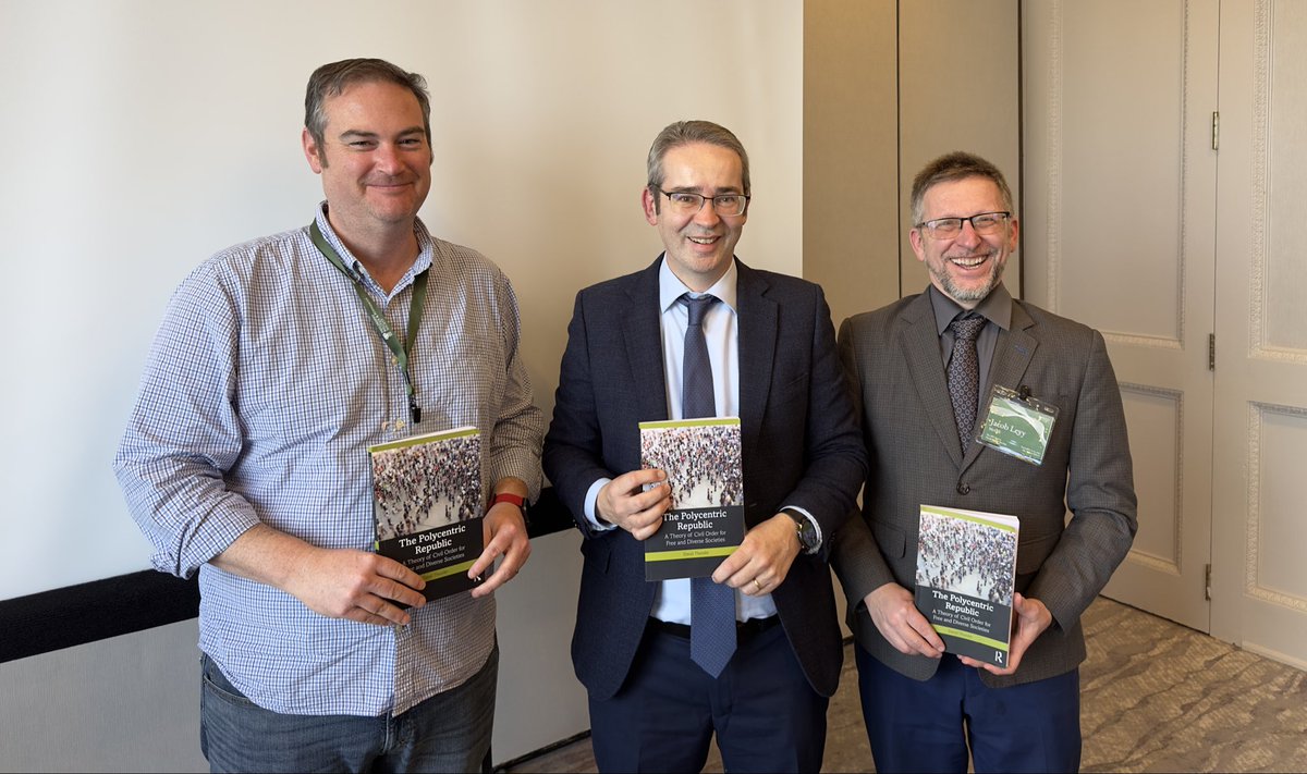 davidjthunder's tweet image. Just had a fruitful &quot;author meets critics&quot; roundtable discussion (15/11) at the 2025 annual PPE Society meeting in New Orleans, on my book, &quot;The Polycentric Republic: A Theory of Civil Order for Free and Diverse Societies.&quot; My heartfelt thanks to my two kind yet challenging…