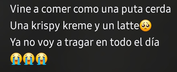 Se que un TCA es MUY diferente dependiendo de cada persona que lo vive, pero a veces me irrita leer este tipo de cosas, cuando yo he tenido atracones terribles donde como más que una familia entera, entiendo que tal vez para ella sea demasiádo pero m hace sentir una ballena obesa