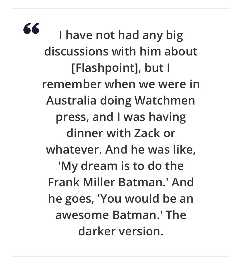 ResSnyderVerse's tweet image. Jeffrey Dean Morgan @JDMorgan 

&quot;You would be an awesome Batman&apos; - Zack Snyder

#RestoreTheSnyderVerse ⚒️🌌 
The time is Now