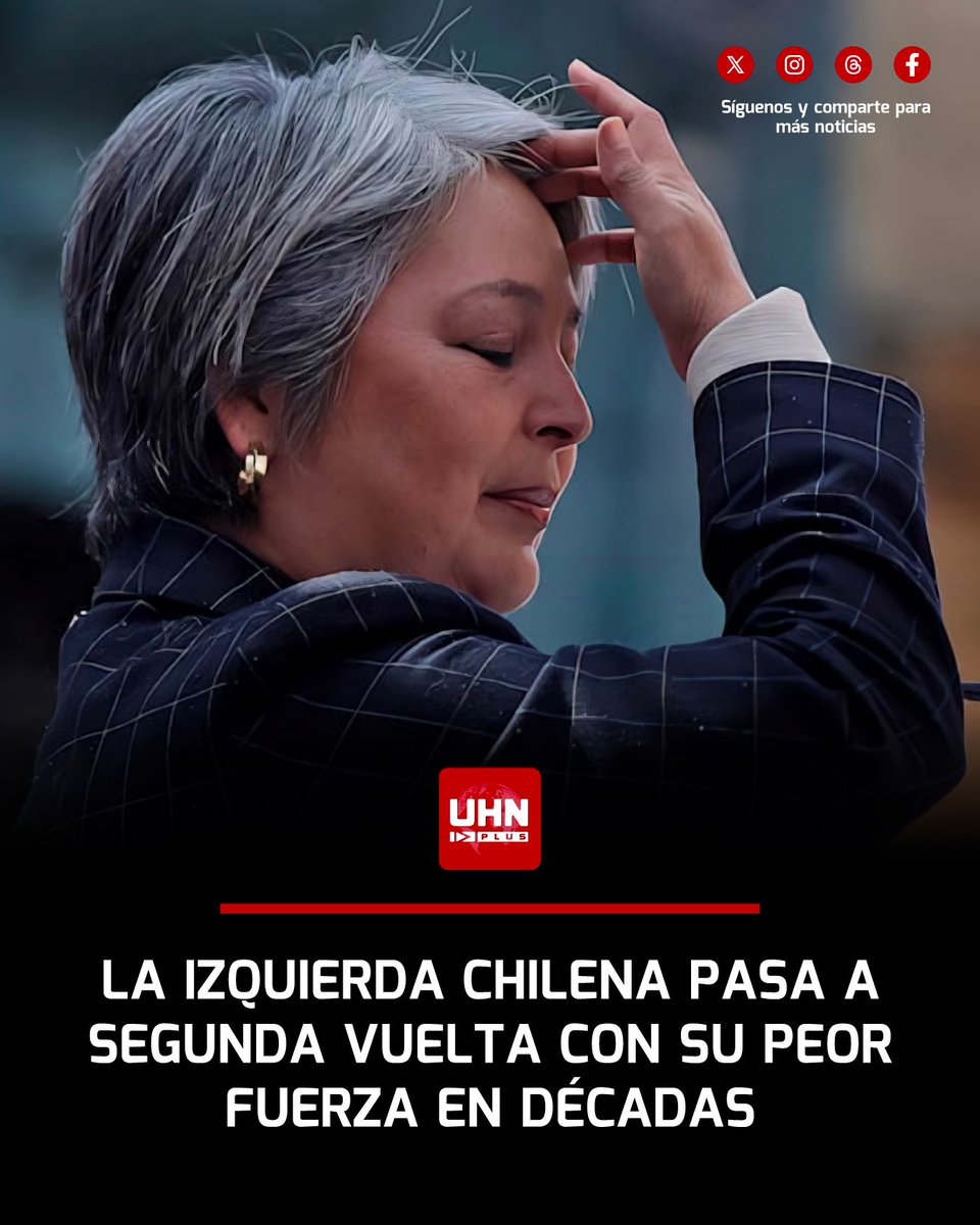🇨🇱‼️ | Batacazo político para la izquierda en Chile: aunque la comunista Jeannette Jara logró pasar a segunda vuelta, lo hizo con uno de los peores desempeños de la izquierda en más de 30 años, beneficiada por la alta fragmentación de la derecha. 

El mapa electoral queda